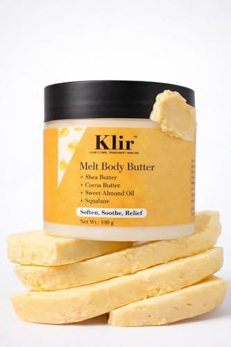 Image of KLIR Melt Body Butter | Deep Nourishing Moisturizer With Shea Butter, Cocoa Butter, Sweet Almond Oil (2 * 100gm)