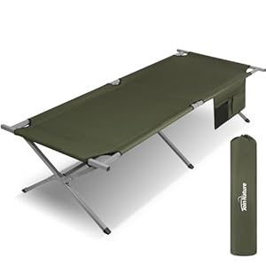 Oversized Camping Cots Foldable for Adults – Portable Camping Bed Sleeping Cots for Outdoor, Supports Campers up to 6.9ft or 550lbs, Easy-to-Assemble, Large Size: 83 x 32 x 20, Army Green