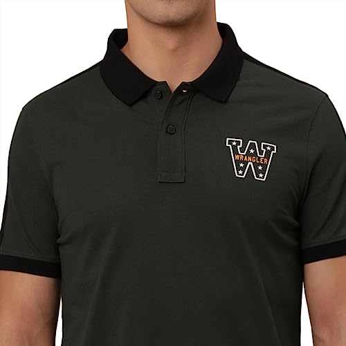Image of Wrangler Men's Solid Green Polo T- Shirt