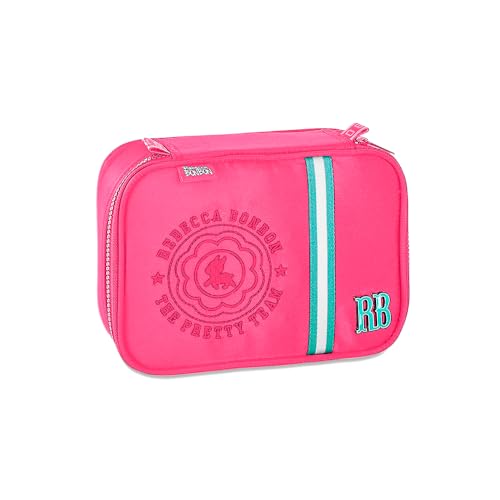 Estojo Box Rebecca Bonbon Universitário Escolar Infanto-Juvenil Feminino 100 Pens 36 Elásticos Poliéster Interno (Rosa)