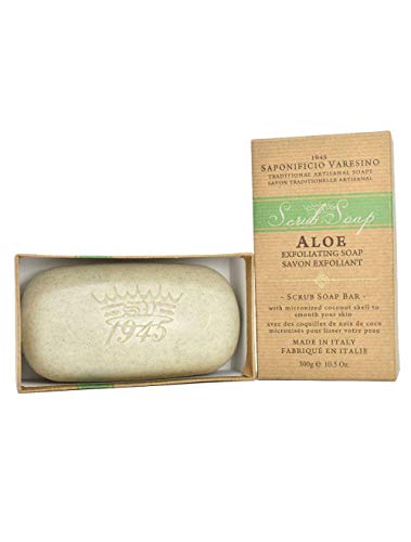 Saponificio Varesino - ALOE - Italian Exfoliating Scrub Soap Bar 10.5 Ounces.