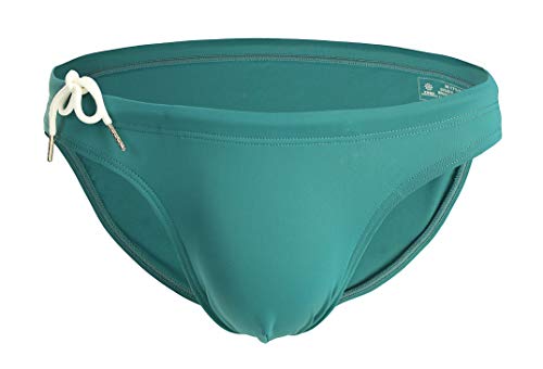Men's Fashion Low-Rise Swimming Briefs Pure Color Bikini Swimwear 1156 (Large / 30-35, Green -)