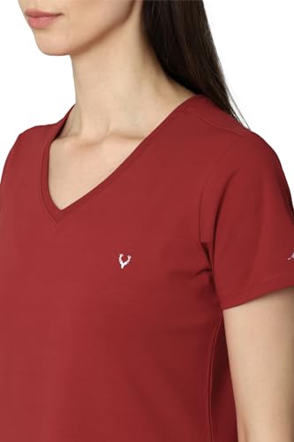 Image of Allen Solly Women's V‑Neck T‑Shirt | Comfortable Fit, Soft Fabric, Effortless Daily Styling