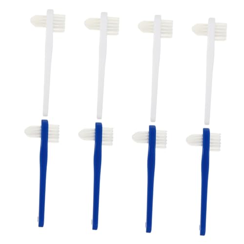 WEKAMOS 8 piezas Cepillo para Dentaduras Doble Cabezal Mango Antideslizante Limpieza para Prótesis y Retenedores Cuidado Oral Portátil para Adultos
