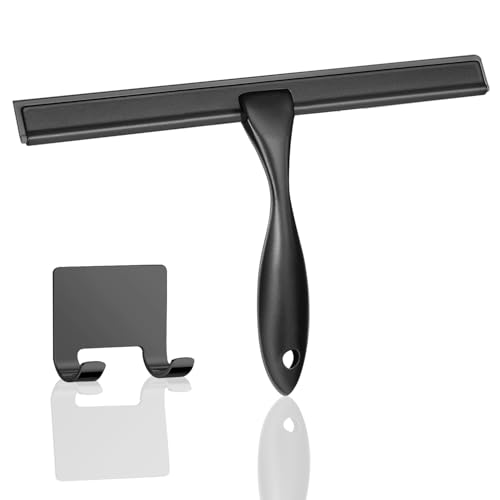 Image of 10-inch Stainless Steel Shower Squeegee for Glass Doors, Silver Squeegee for Shower Glass with Hook, Water Wiper, Bathroom Squeegee, Water Wiper for Tile Wall Car Mirror Door