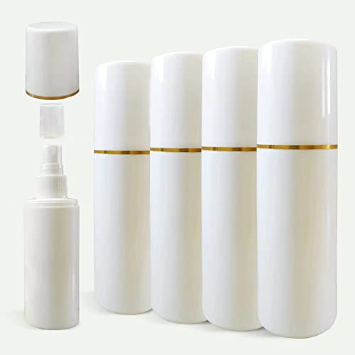 5 Pack Plastic Spray Bottles Travel Spray Bottle Reusable Empty Plastic Spray Bottle Double Cap Protection Perfume Essential Oil Travel Cleaner Botanical Cosmetic Bottle. (100ML-White)