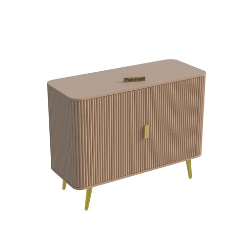 Image of Wooden Sideboard Cabinet for Living Room | Side Board Crockery Cabinet with 2 Doors Storage for Dining, Drawing and Home Office | HDMR Premium Wood & Iron, Taupe