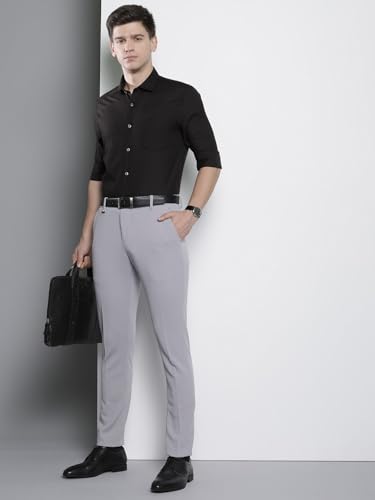 Image of The Indian Garage Co Men Slim Fit Solid Full Sleeves Cutaway Collar Formal Shirt