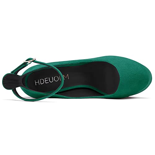 HDEUOLM Women Chunky Block High Platform Heel Round Toe Pumps Ankle Strap Wedding Dress Shoes4
