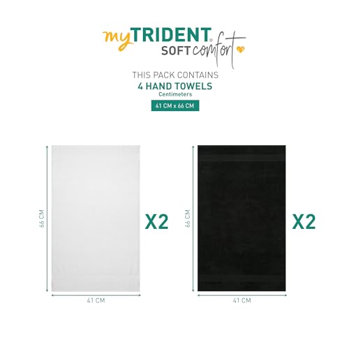 Image of MYTRIDENT Soft Comfort Air Rich Towel 100% Cotton Hand Towel for Daily use, 500 GSM Highly Absorbent Towels for Men /Women, 4Pc Hand Towel Set (41 cm X 66 cm), Black and White