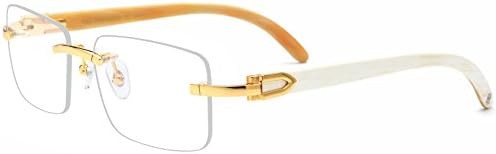 HEPIDEM Buffalo Horn Handmade Sun Glasses Square Rimless Luxury Sunglasses 0816 (white, 53)