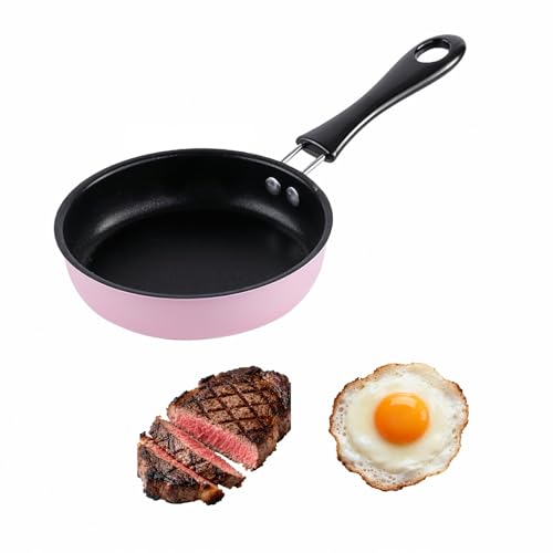 Image of FANBODTA 4.7inch Mini Non-Tick Egg Pan - 5-Layer Coating, Dishwasher Safe, Gas/Induction Compatible Small Frying Pan for Omelet, Pancake, Oven & Dishwasher Safe - Perfect for Camping & RV (Pink)