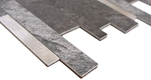 MOS200-32BS_f - Piastrelle a mosaico in vinile, effetto pietra, colore nero
