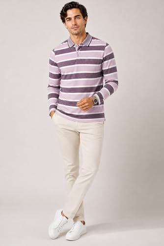 Image of SANE ORIGINALS Full Sleeves Polo T-Shirt for Men with Pocket || Stripe Collar and Pocket T-Shirt for Men Long Sleeves