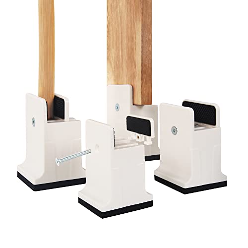 Affogato Betterhöhungen, verstellbare Möbelerhöhungen mit Schraubklemme, 4 Stück robuste Möbelerhöhungen 8.6 cm für Stühle, passend für Beindurchmesser 0-3.6 cm, unterstützt bis zu 2268 kg (weiß) Cover