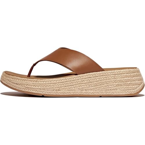 Image of FitFlop womens F-mode Espadrille Leather Flatform T /Post Sandals