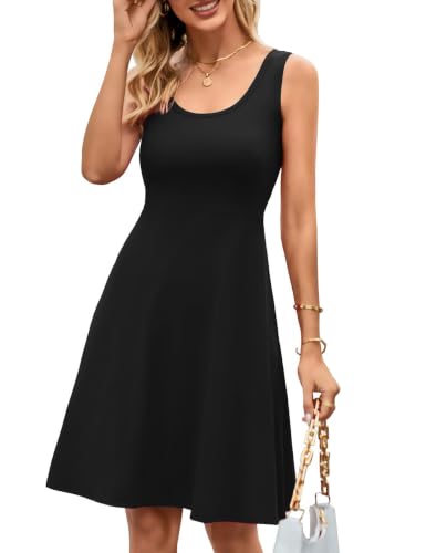 Image of Herou Summer Beach Dresses for Women A Line Sleeveless Tank Dress | Casual,Scoop Neck,Soft,Knee Length,Breathable