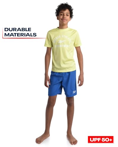 Reebok Boys' Rashguard Set - UPF 50+ Short Sleeve Sun Shirt and Bathing Suit Boardshorts - Swimwear Set for Boys (4-12)4