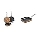 Monix M740040 Copper - Set de 3 Sartenes Efecto Cobre, Aluminio Forjado Antiadherente con Partículas de Titanio + Copper - Grill con rayas 28 x 28 cm de aluminio forjado con antiadherente