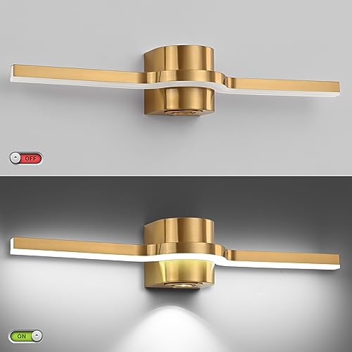 Image of SOLFART Brushed Bronze LED Bathroom Light Fixtures 24 Inch Dimmable Bathroom Vanity Lights Modern Wall Light for Bath Vanity Lighting Fixtures D