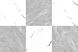 30-Pack Peel and Stick Vinyl Floor Tile Polish 12x12 inch, Strong Adhesive Vinyl Flooring Plank for Bathroom, Renters, Kitchen, Light Grey&White Marble (15 per Color)