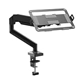 Eiuuiojエアアーム、ノートパソコン延長スタンド、メカニカルアーム、ユニバーサルフリーアーム、伸縮式モニタースタンド、スイングアーム、トレイ付きノートパソコンサポートアーム、シングルアーム、モニターサポートアーム、高さ角度調整 (B,ブラック)