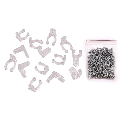 XUNATA LED Rope Light Clips Holder, 1/2 Inches Plastic Mounting Clips for Led Light Wall Mount and Bar Mount, 100PCS Clips with 200PCS Screws