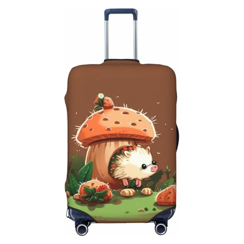 Travel Luggage Cover Hedgehog and mushroom Suitcase Protector Elastic Washable Stretch Suitcase Protector Anti-Scratch Travel Suitcase Cover Fit 18-32 Inch Luggage