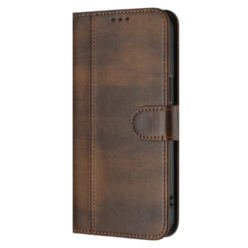 JNERBUYI Funda de PU Cuero para Nokia HMD Fusion X1, Carcasa Cartera Flip con Ranuras Tarjetas & Cierre Magnético, Retro Antigolpes Protectora. Marrón