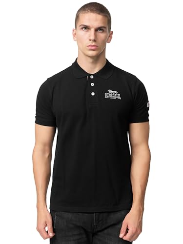 Lonsdale Men's BRUAN Polo Shirt, Black/Silver, 3XL