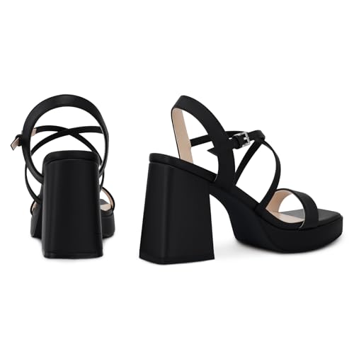 Women Chunky Platform Heels: 3.9 Inch High Heel Prom, Wedding, Party, Square Open Toe Heeled Sandals, Strappy Comfortable Sexy Dressy Shoes2
