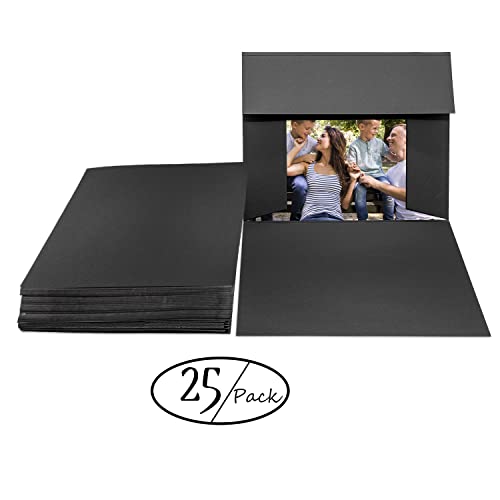 Golden State Art, Pack Of 25, 8X10 Photo Folders, Cardboard Picture Frame, Paper Photo Frame Cards, Greetings/Invitation Cards, Special Events: Graduation, Christmas, Wedding(Black) #TOP1