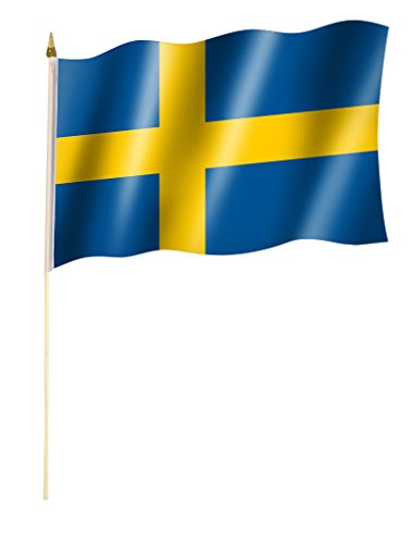 Stockflagge/Stockfahne SCHWEDEN Flagge/Fahne ca. 30 x 45 cm mit ca. 60cm Stab/Stock