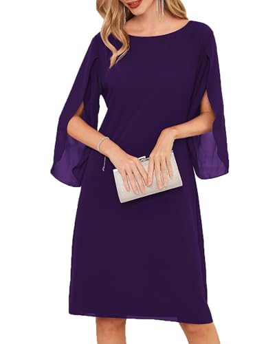 Image of GRACE KARIN Womens Formal Wedding Guest Dress 2026 Chiffon Cocktail Dress Mother of the Bride Dresses Midi Fashion Clothing