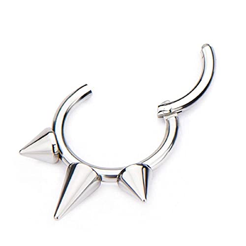 Pierced Owl - 16GA Stainless Steel Triple Spiked Septum Cartilage Helix Daith Tragus Hinged Segment Ring2