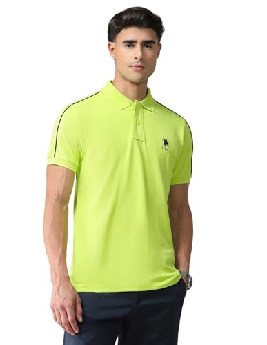 Image of U.S. Polo ASSN. Solid Regular Fit Polo T Shirts for Men - 100% Cotton, Half Sleeves Mens Tshirt