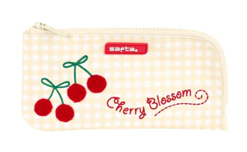 SAFTA 842228908 Flat Pencil Case Cherry 23X11X1Cm, Multicoloured