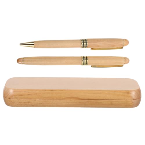 STOBOK ビジネス用 ファイン万年筆 メープル木製グリップ 滑らかな書き心地 インクカートリッジ付き 名入れ対応 ボックス入り 書道ジャー