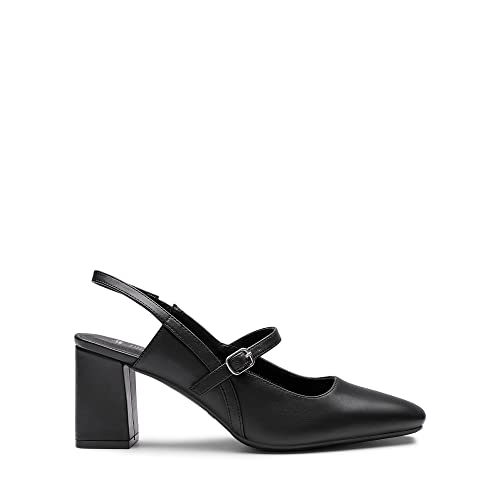 DREAM PAIRS Women's Closed Toe Chunky High Heels Mary Jane Block Square Toe Slingback Strappy Dress Work Pumps Shoes3