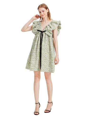 Image of Women's Summer Dress Floral V-Neck Sleeveless Casual Mini Dress Sundress