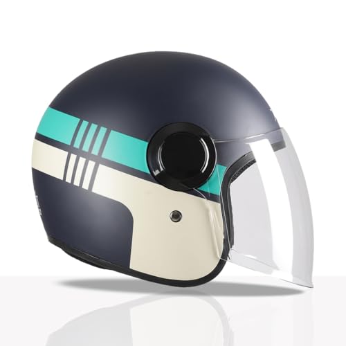 Image of TVS Silk Route Helmet for Men & Women | Vintage Open Face Helmet with Clear Visor | ISI & DOT Certified | ABS Shell | EPS Liner | Retro Stylish for City & Highway Riding