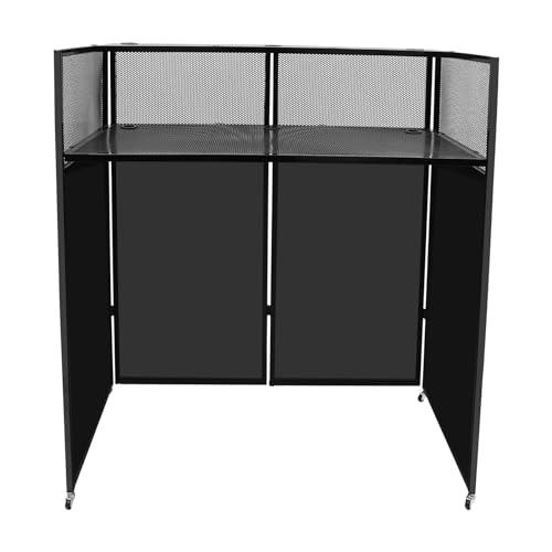 Cbhfmljd DJ Display Stand, DJ Event Booth Facade,Portable DJ Facade Booth Table DJ Controller Stand Removable Top Shelf for Rock Concerts, Event Podiums, Workstations, Wedding Scenes