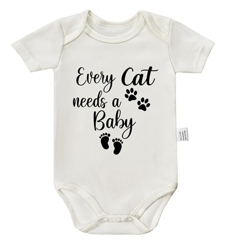 Every Cat Needs A Baby Bodysuit, Gender Neutral Babies Clothes, Cute Baby's Boys Coming Home Outfit, Toddler Short Sleeves Jumpsuits (White, 0-3 Month)