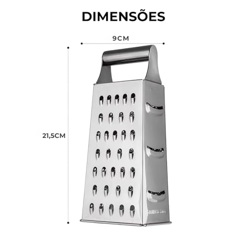 Ralador Fatiador Alimentos Inox 4 Faces Lâminas Diversas Legumes Frutas Verduras Queijo Multifuncion