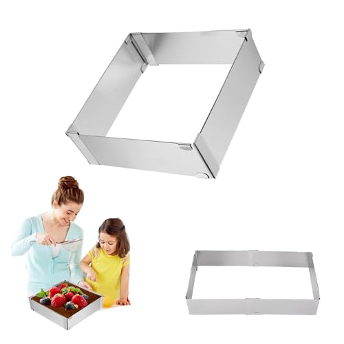 Youery Telaio da Forno Rettangolare Regolabile, Telaio allungabile, Altezza 5 cm, in Acciaio Inox, Stampo Professionale per Cottura e Preparazione di Torte
