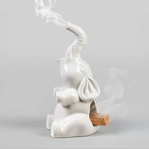 Potiera Small Cute Elephant Incense Holder, Handmade Ceramic Palo Santo