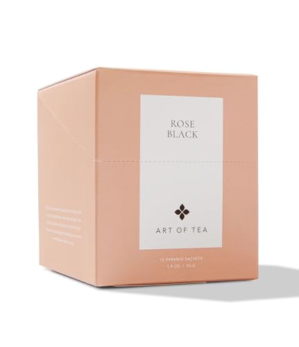 Art of Tea Rose Black Tea Bags 12 Count, Premium Floral Black Tea with Rose Petals, Smooth Aromatic Caffeinated Gourmet Tea, Elegant Hot or Iced Tea Bags