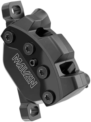 SRAM Maven Silver 4-Piston Disc Brake and Lever - Hydraulic Post Mount, Aluminum Lever, Stealth Black, High Performance, Heat Management, and Tool-Free Adjustments