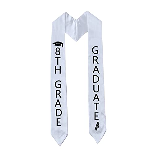 Aisosiks 8TH Grade Graduation Stole Class of 2026 8TH Grade Graduation Sash 8th Grade Graduation Party Decorations 2026 Boy Girl Kids Eighth Grade Graduation Decorations Supplies