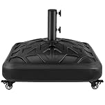 Yaheetech 37L Capacity Fillable Rolling Patio Umbrella Base Stand Water/Sand-Filled Outdoor Base Stand All-weather Umbrella for Market, Black